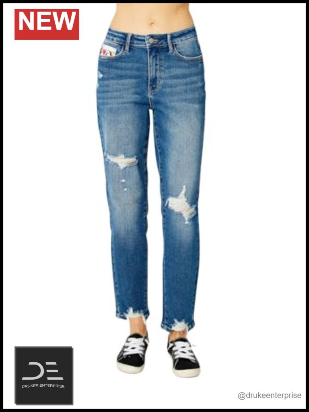 High Waist Queen of Hearts Coin Pocket Boyfriend Relaxed Fit Jeans